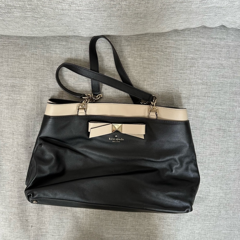 Black Kate Spade Bag with Tan Bow
